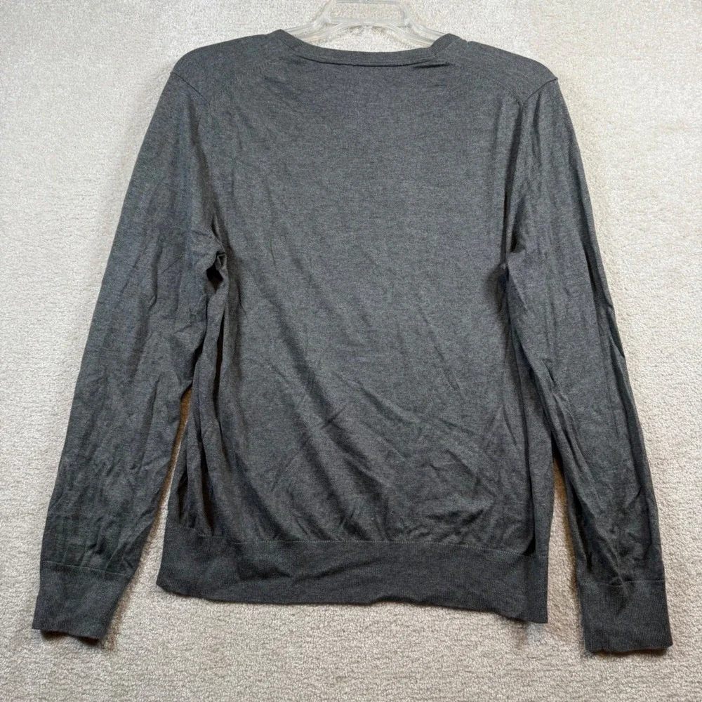 Banana Republic V-Neck Sweater‎ Mens Large Grey Silk Cotton Cashmere Knit